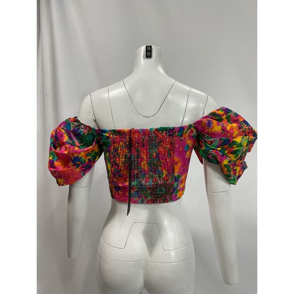 Elliatt 'Rae' Pink Cotton Blend Off Shoulder Puff Sleeve Top Size XS - NWT - Picture 3 of 5